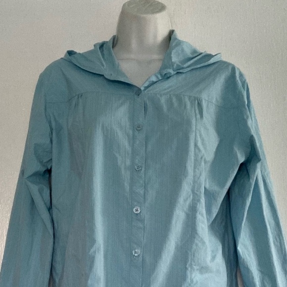 Kuhl Hooded Button Front Lightweight Shirt Jacket Blue M Womens Top - Picture 5 of 7